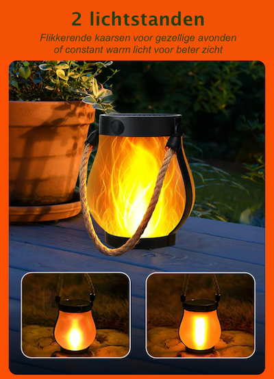 EveningFlame – Solarlantaarn met Realistische Vlam voor Buitenverlichting
