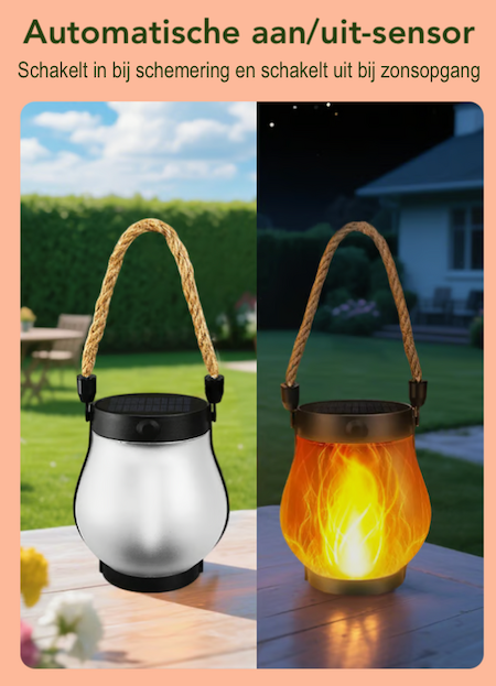 EveningFlame – Solarlantaarn met Realistische Vlam voor Buitenverlichting