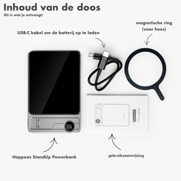 StandUp Powerbank - Magnetische Draadloze Oplader met Standaard (1 cm Dun)