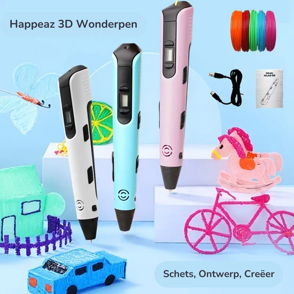 Happeaz 3D Wonderpen – Schets, Ontwerp, Creëer