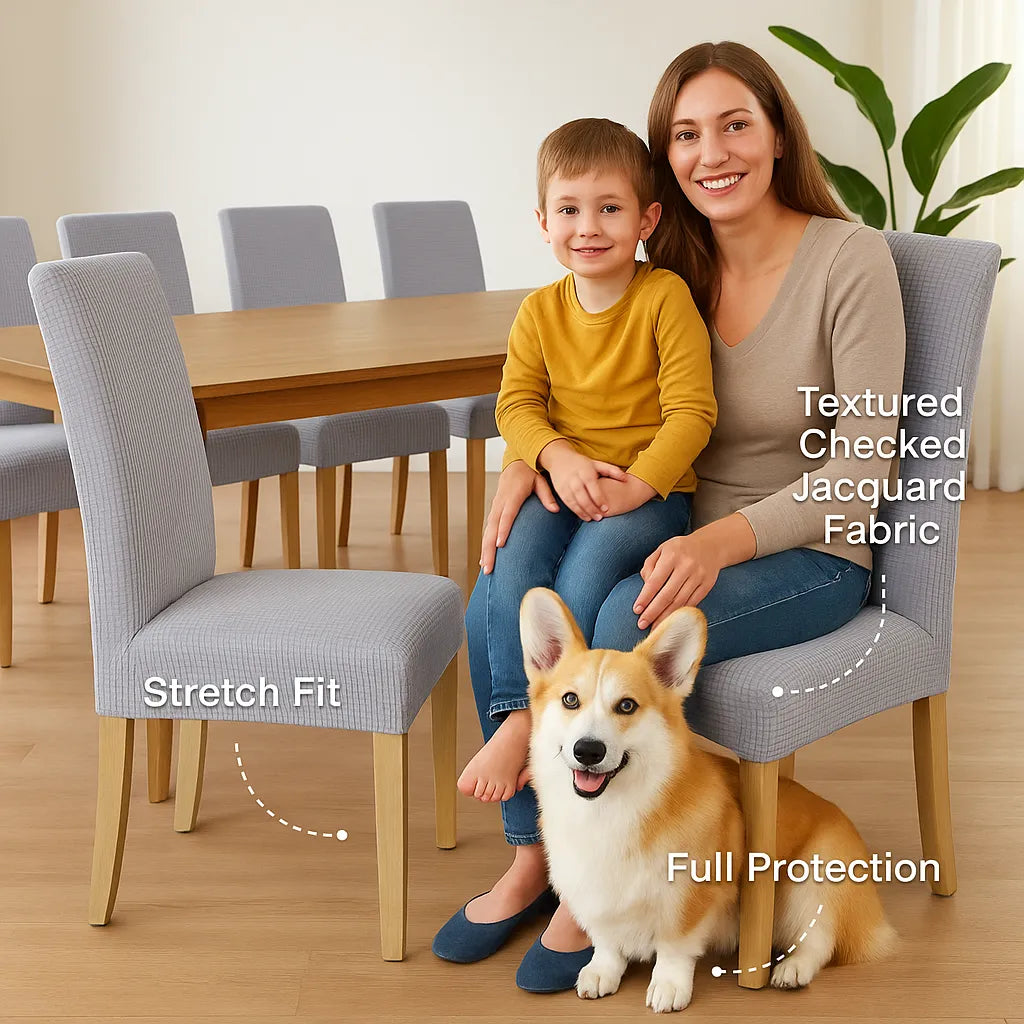 ZenSeat Stoelhoezen  – rust en stijl aan tafel, duurzaam beschermd.