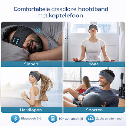 EaziTunes™  Draadloze Hoofdband met Geluid en Slaapmasker