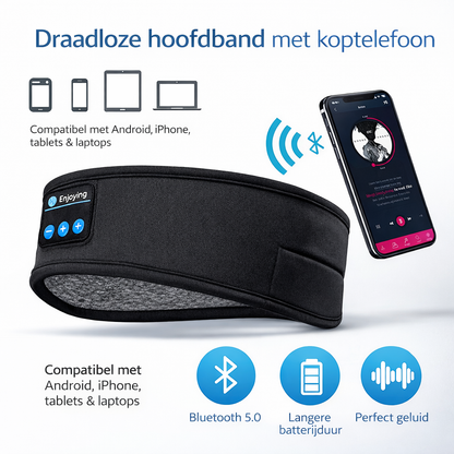EaziTunes™  Draadloze Hoofdband met Geluid en Slaapmasker