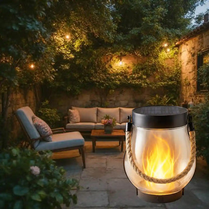 EveningFlame – Solar Lantaarn met Vlameffect voor Tuin, Balkon & Camping