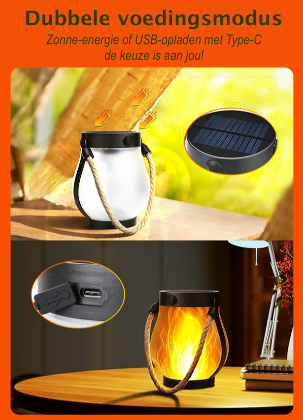 EveningFlame – Solarlantaarn met Realistische Vlam voor Buitenverlichting