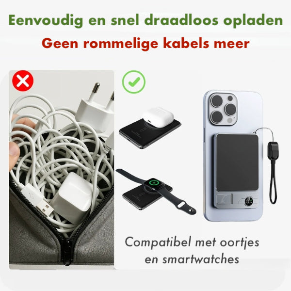 StandUp Powerbank - Magnetische Draadloze Oplader met Standaard (1 cm Dun)