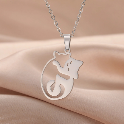 Ketting met katten knuffel hanger  1 + 1 gratis!