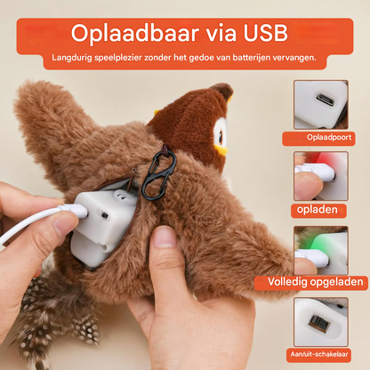KlapperVogel, het interactieve kattenspeelgoed met vleugelslag