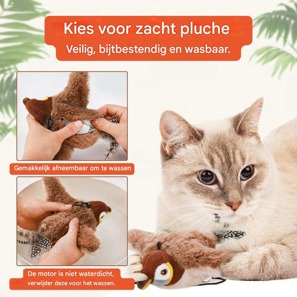 KlapperVogel, het interactieve kattenspeelgoed met vleugelslag