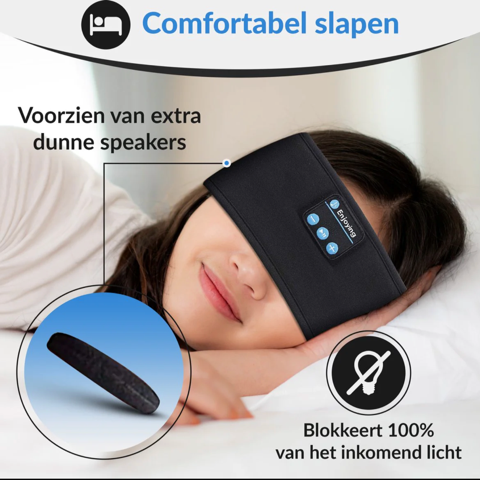 EaziTunes™ hoofdband die ook als slaapmasker fungeert, voor volledige ontspanning zonder storende geluiden.