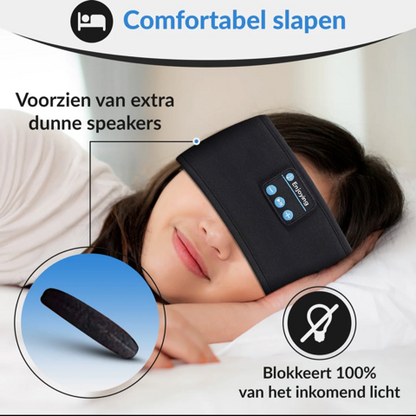 EaziTunes™ hoofdband die ook als slaapmasker fungeert, voor volledige ontspanning zonder storende geluiden.