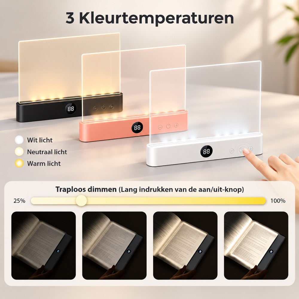 Oogrust Leeslamp 3 kleurtemperaturen - wit, neutraal en warm licht, traploos dimbaar