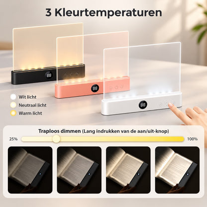 Oogrust Leeslamp 3 kleurtemperaturen - wit, neutraal en warm licht, traploos dimbaar