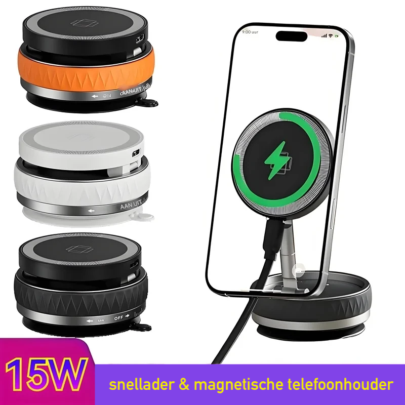 MagMount™ EazGrip Pro | Magnetische telefoonhouder met draadloze snellader